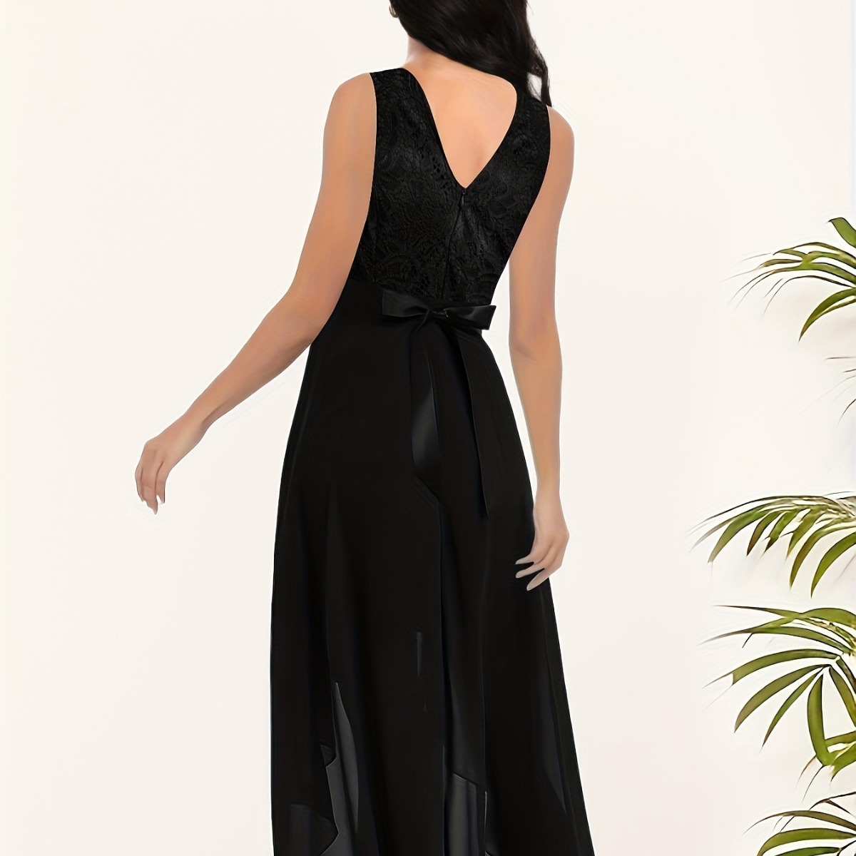 Elegant high waist sleeveless irregular dress 26