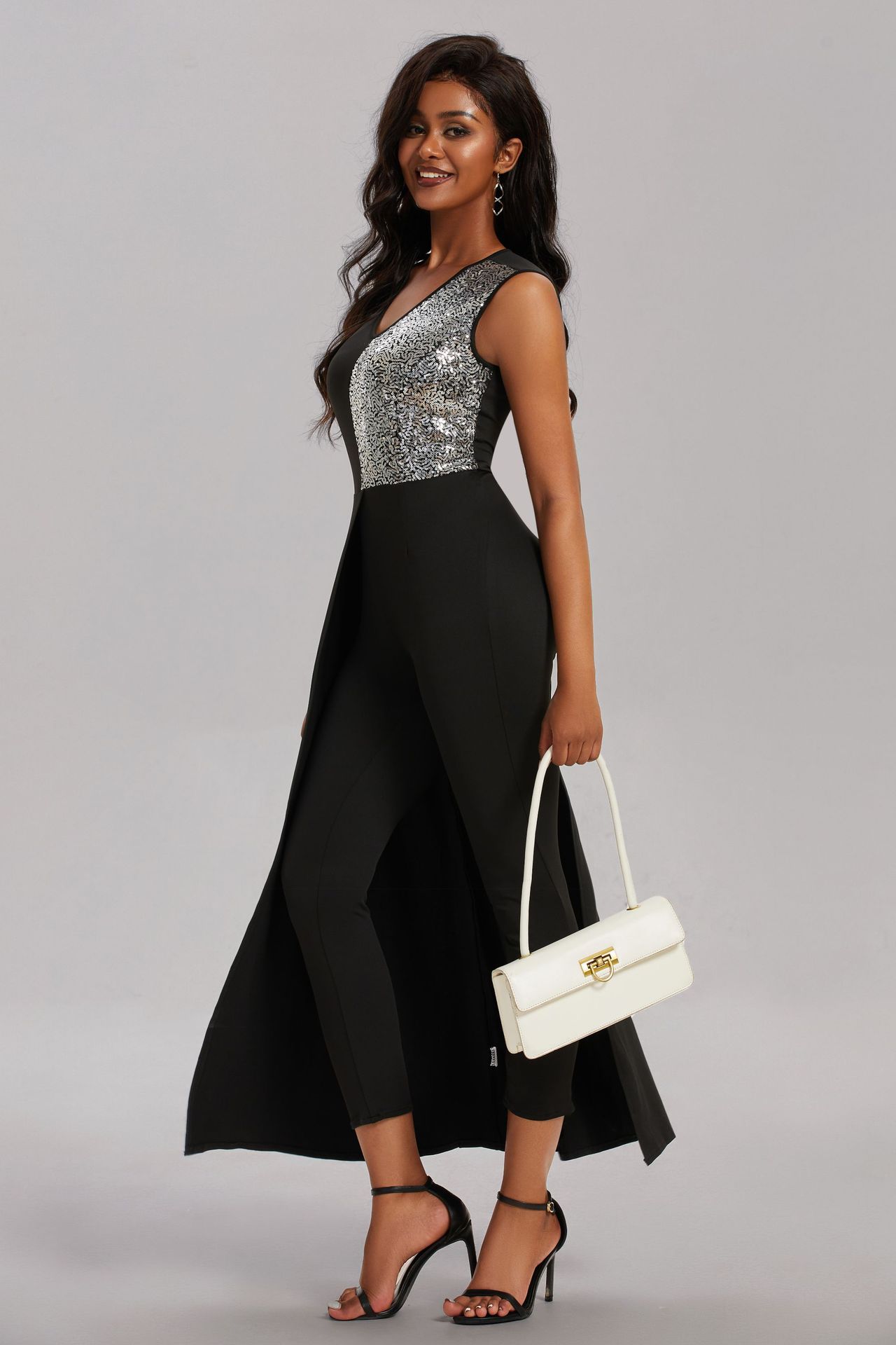 Sexy V-neck sequined slim-fit jumpsuit 54