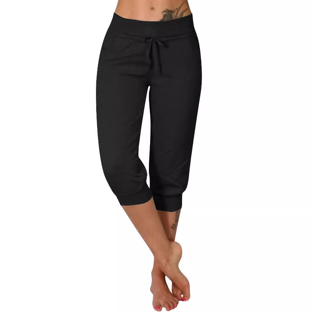Solid color sports yoga drawstring casual pants 47 01
