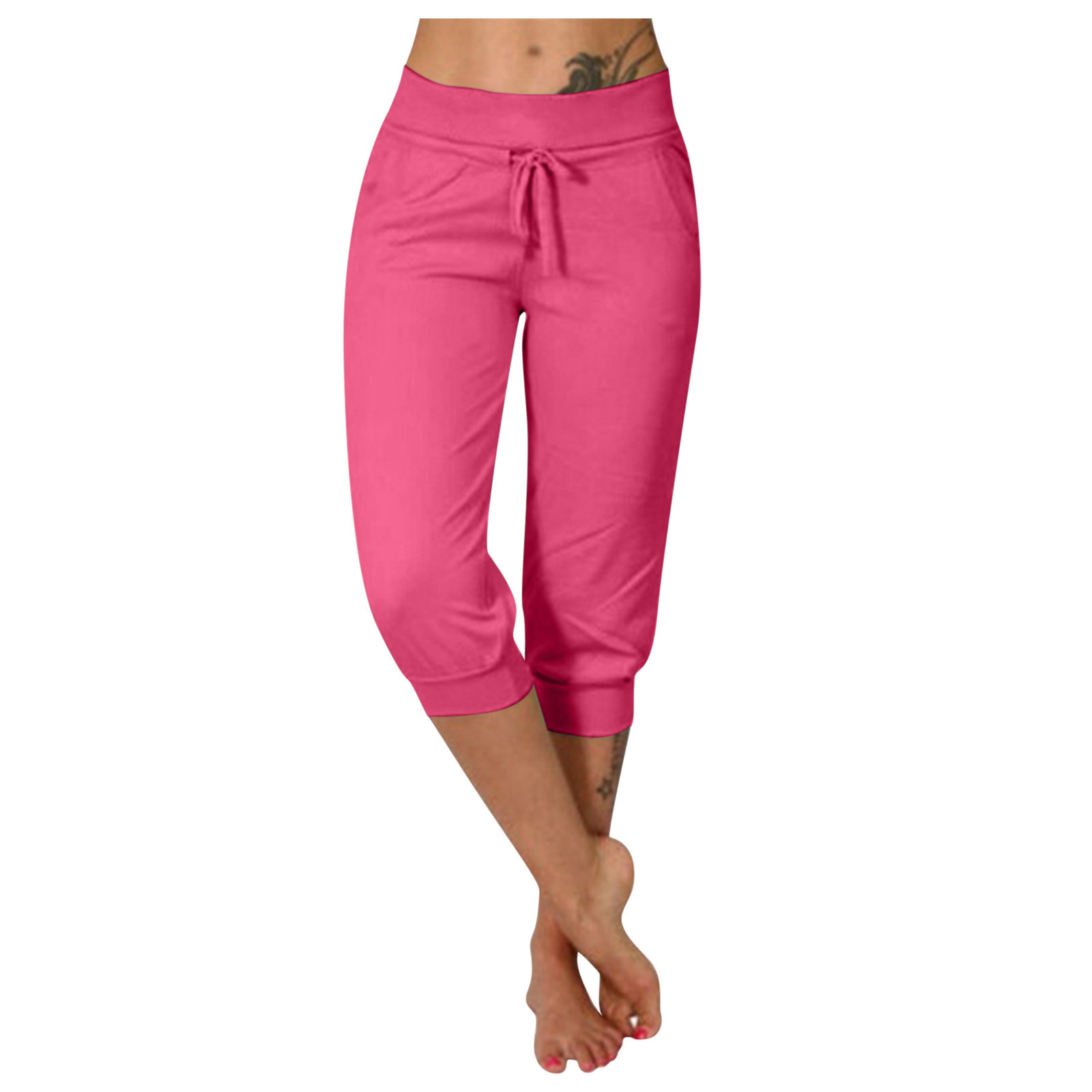Solid color sports yoga drawstring casual pants 47